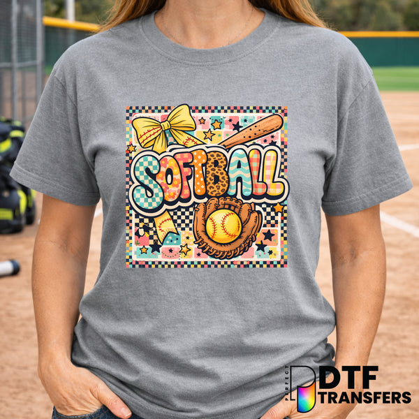SOFTBALL Retro Text – Softball DTF Transfer
