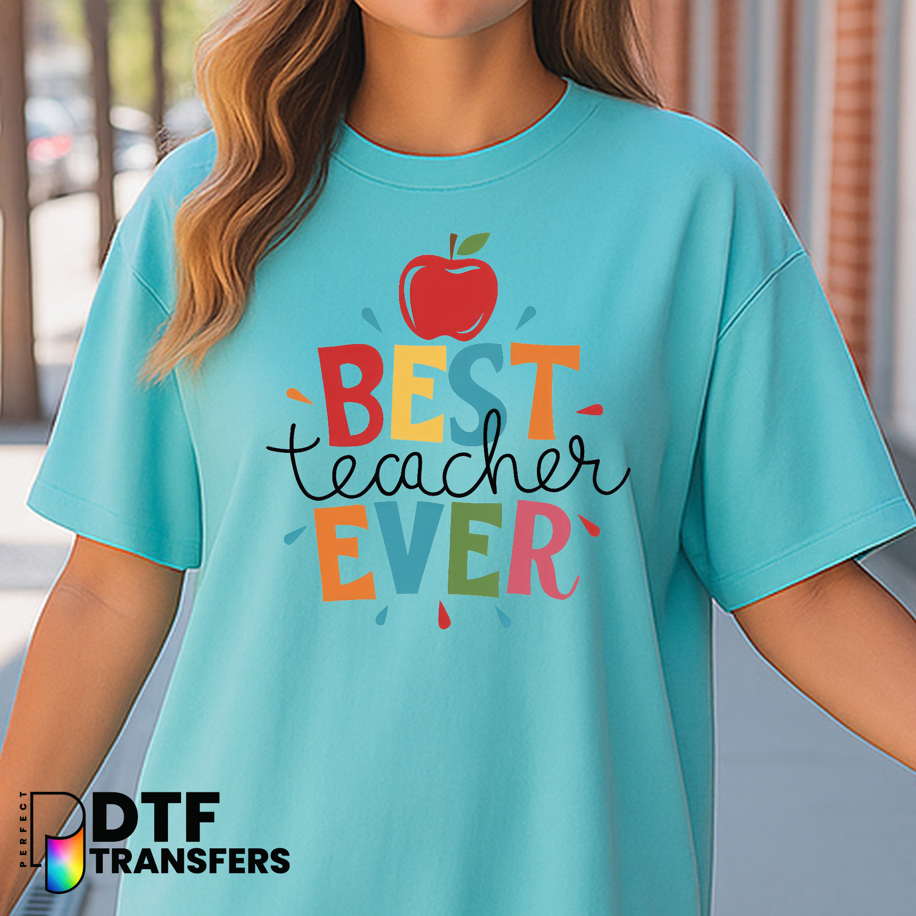 BEST TEACHER EVER Rainbow Stars – Teacher DTF Transfer
