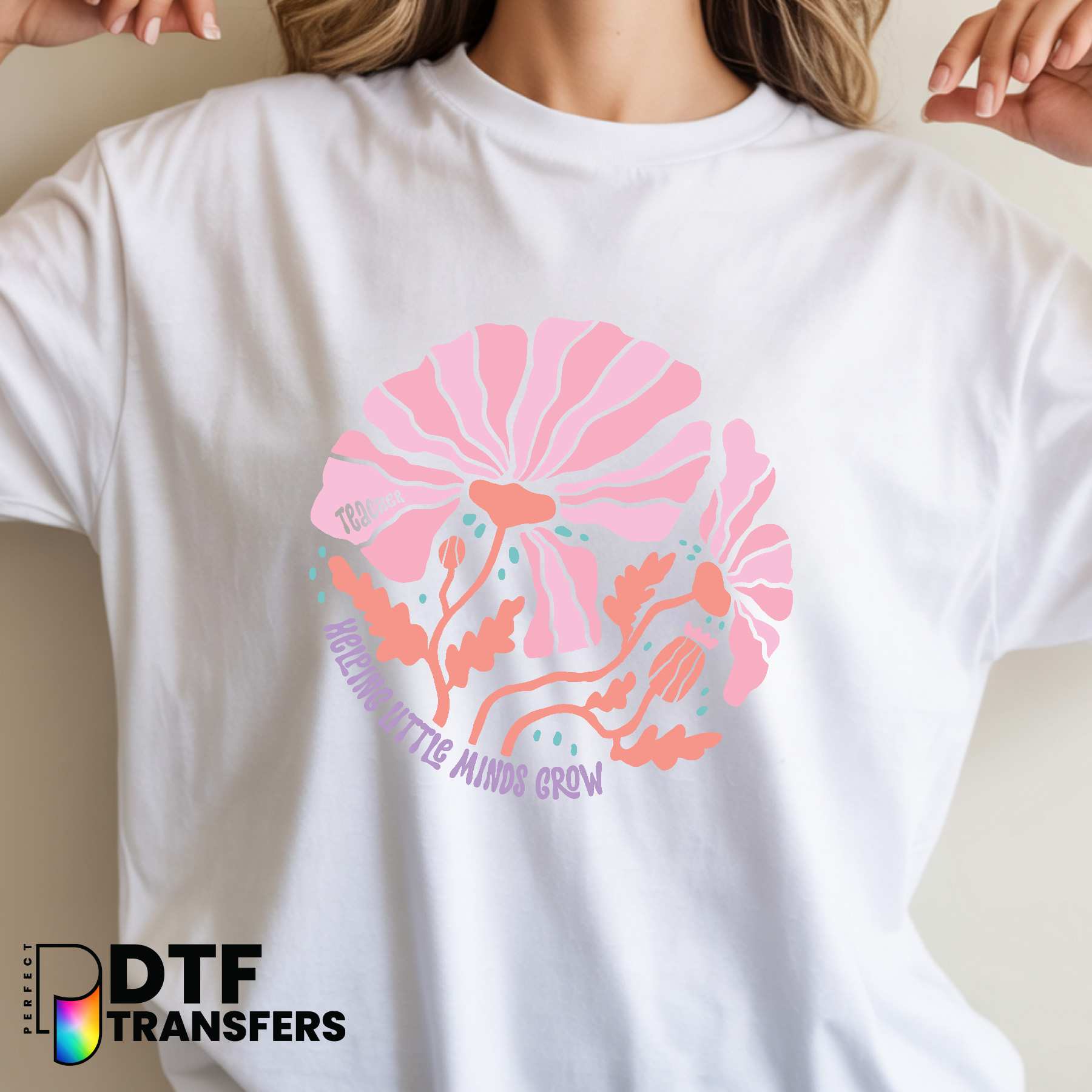 Boho Helping Little Minds Grow – Teacher DTF Transfer