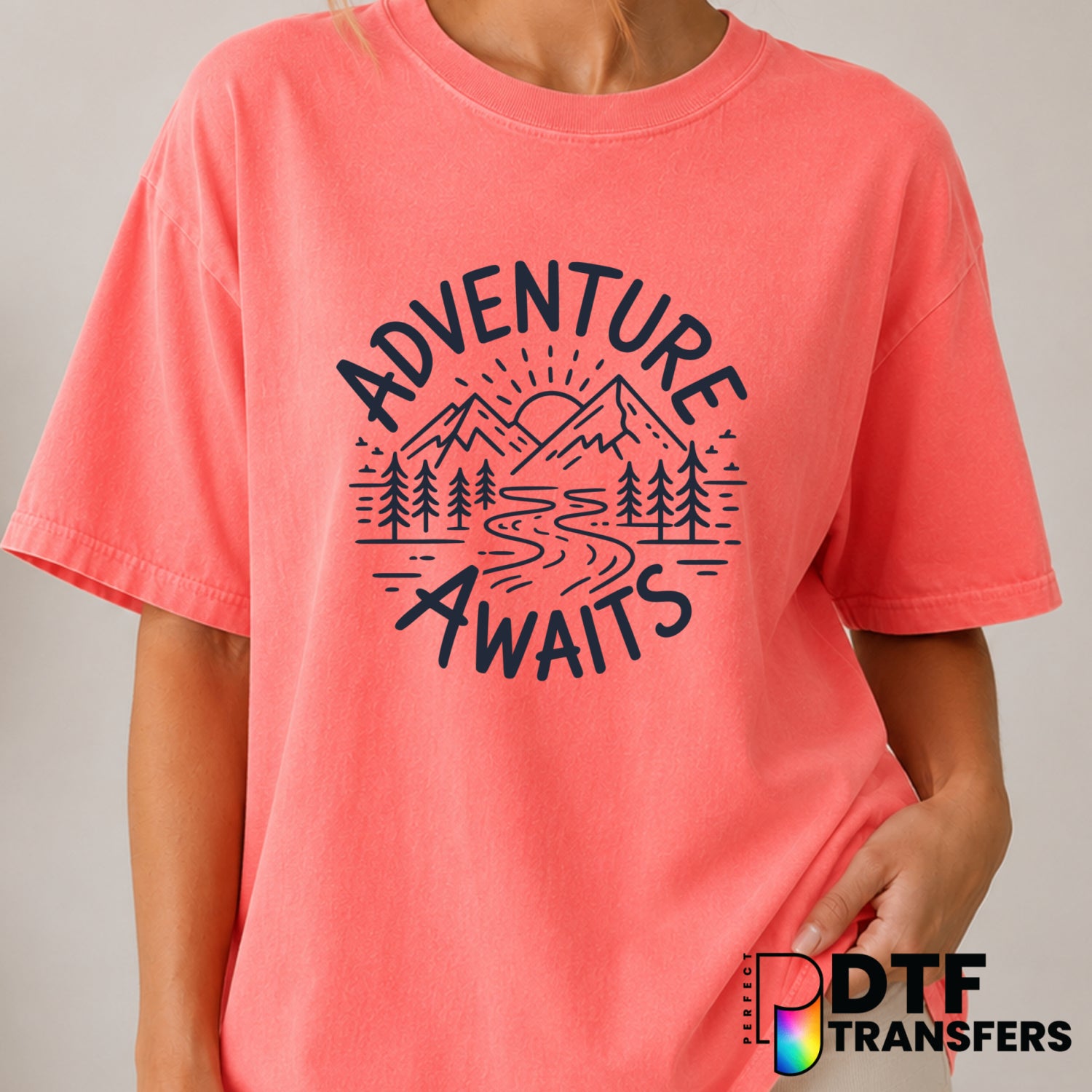 Adventure Awaits – Camping DTF Transfer (view 2 of 2) – by Perfect DTF Transfers – Premade DTF Transfers – Camping, Outdoor