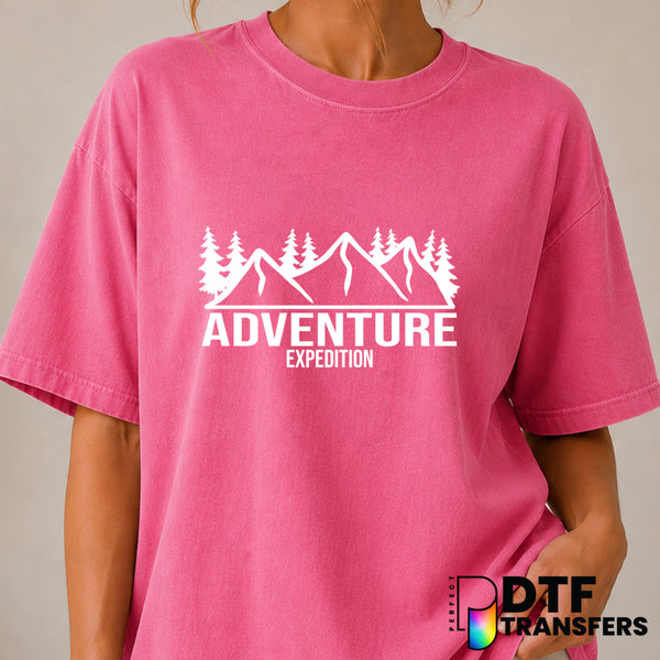 ADVENTURE AWAITS – Hiking DTF Transfer (view 1 of 2) – by Perfect DTF Transfers – Premade DTF Transfers – Hiking, Outdoor