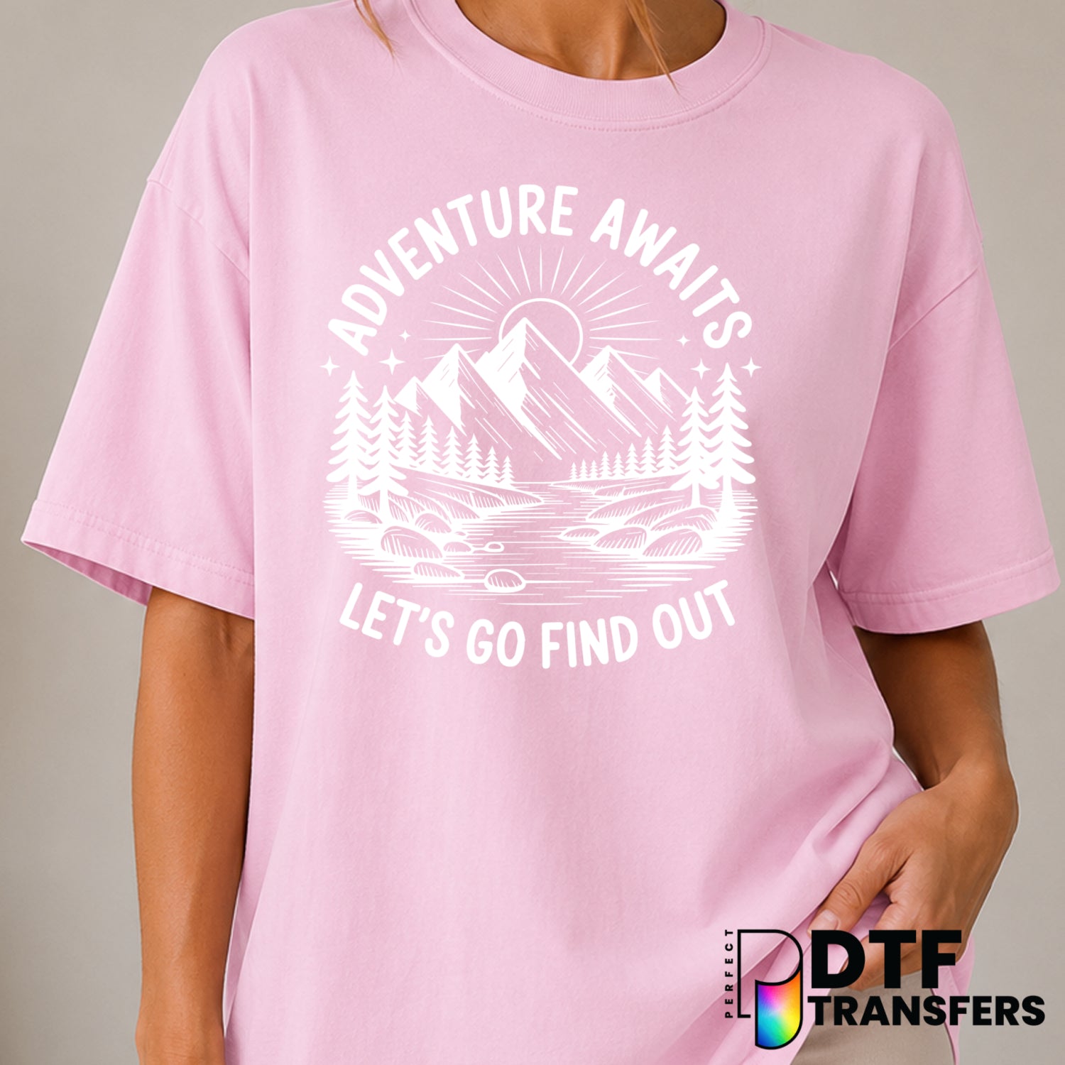 Adventure Awaits Let's Find Out – Camping DTF Transfer (view 1 of 2) – by Perfect DTF Transfers – Premade DTF Transfers –...