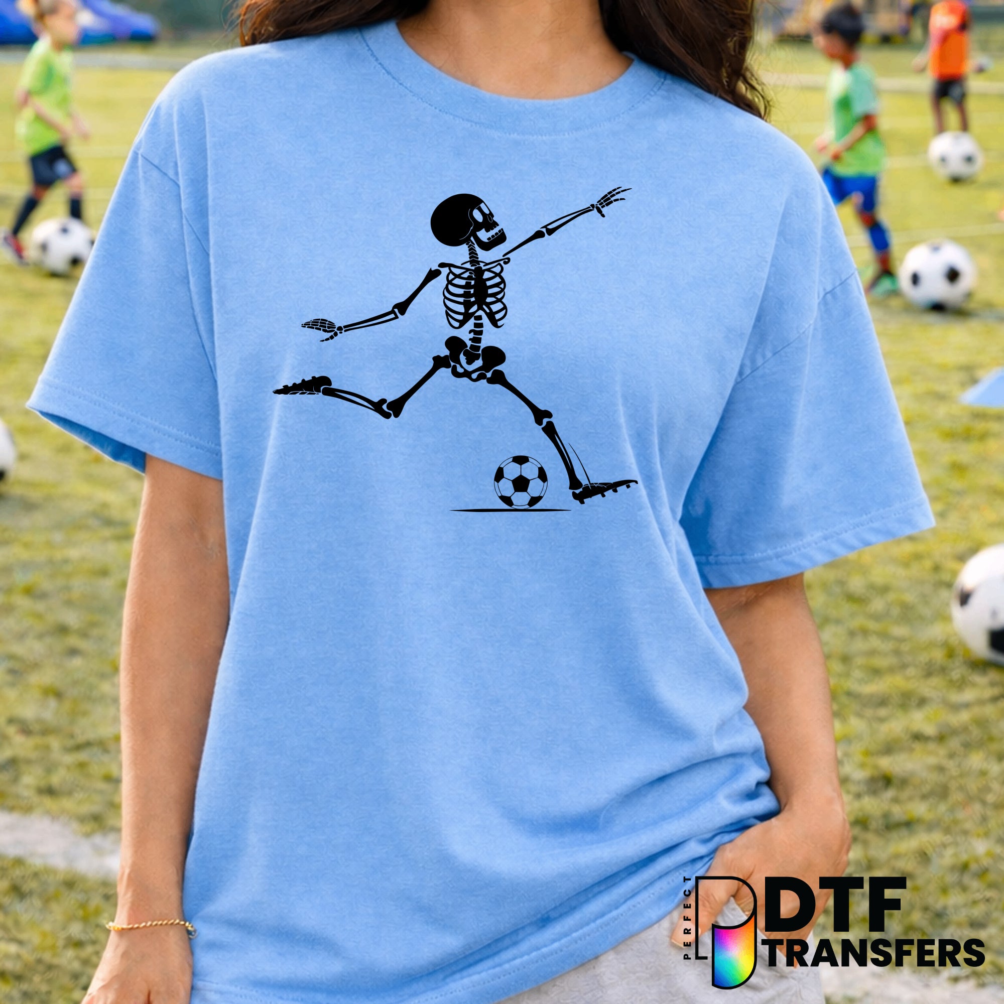 Skeleton Kicking Soccer Ball – Soccer DTF Transfer