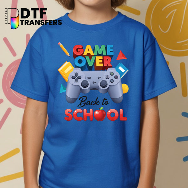 GAME OVER Back to School – Colorful Gaming Controller Teacher DTF Transfer