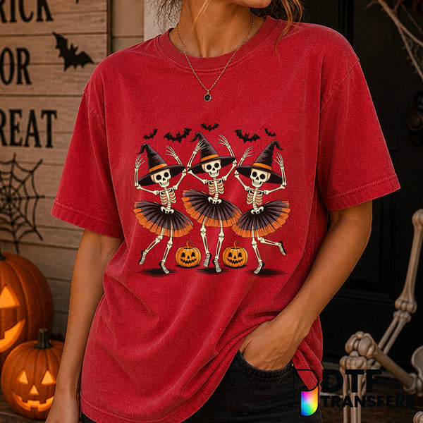 Dancing Skeleton Witches – Halloween DTF Transfer