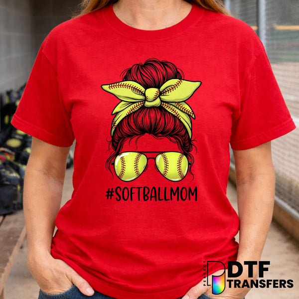 Softball Mom Messy Bun – Softball DTF Transfer