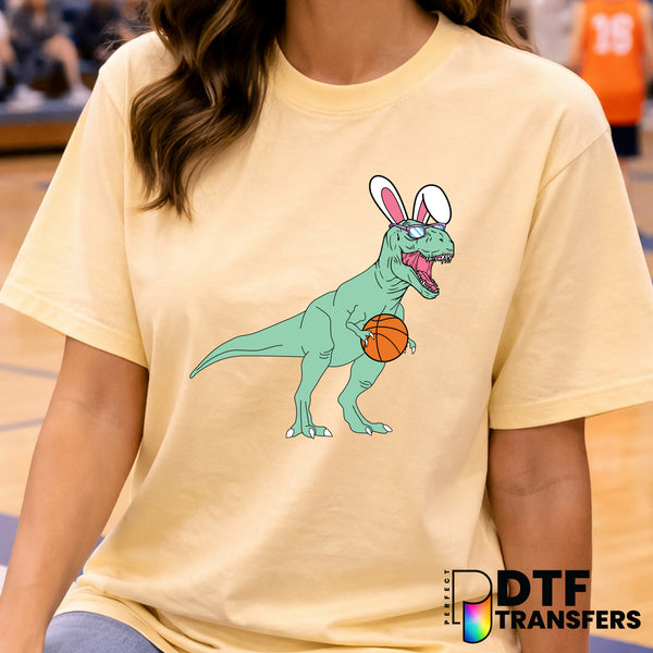 T-Rex Easter Bunny Basketball – DTF Transfer