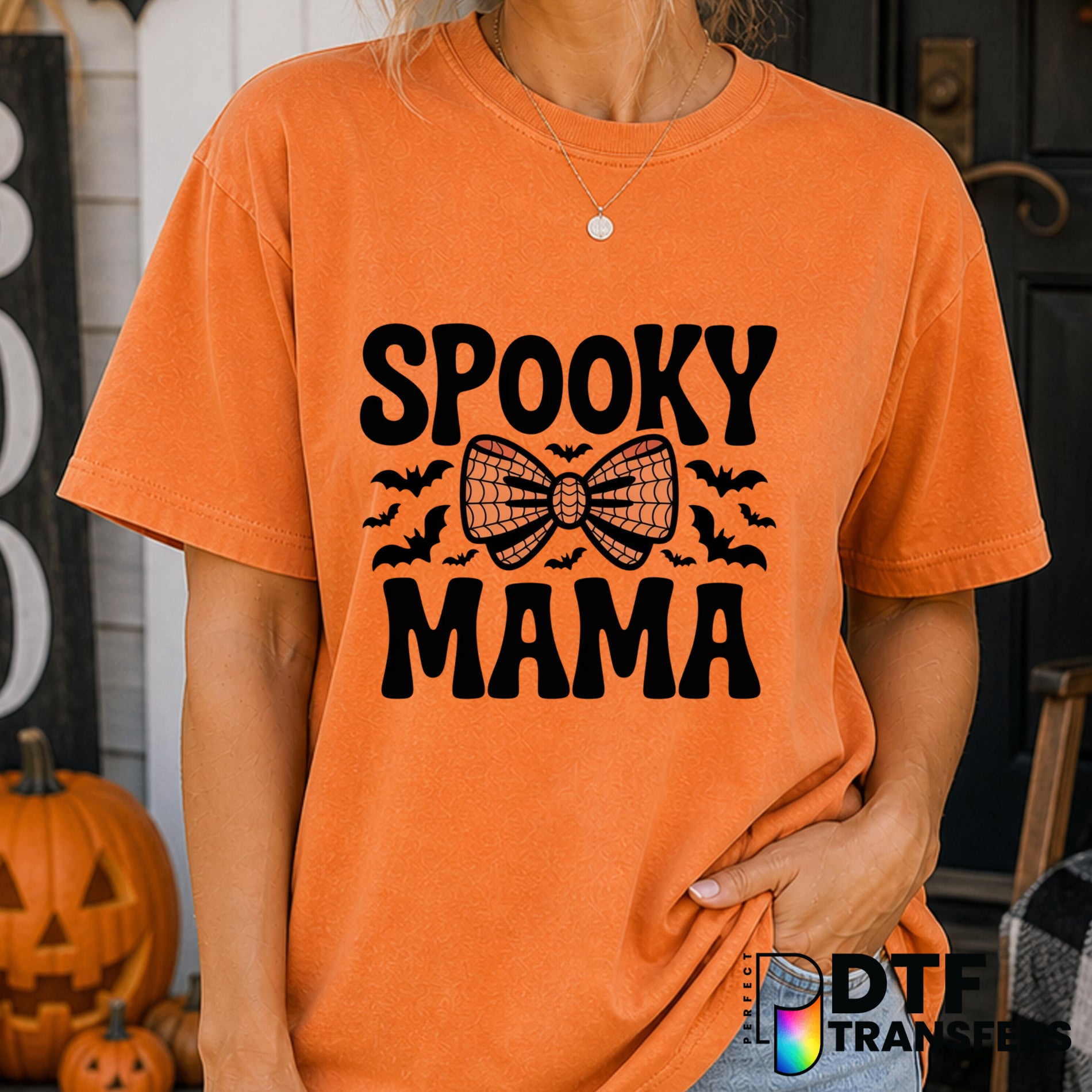 Spooky Mama Coquette Spiderweb Retro Bats – Halloween DTF Transfer