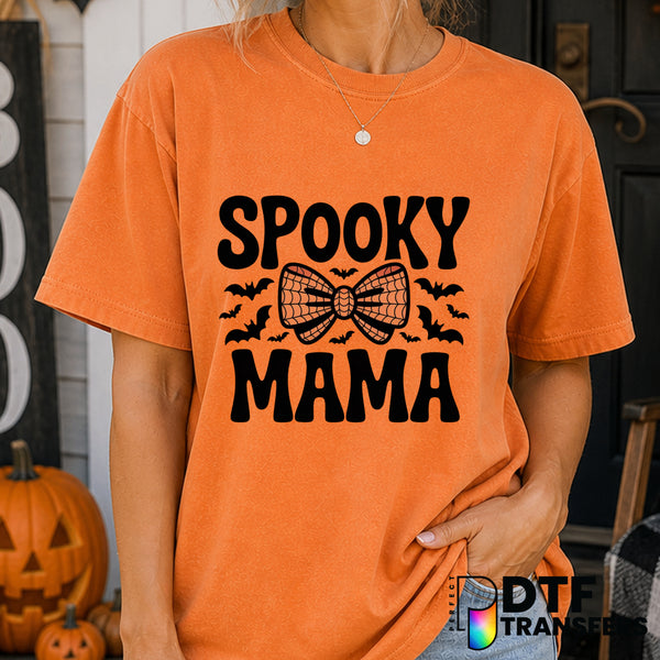 Spooky Mama Coquette Spiderweb Retro Bats – Halloween DTF Transfer