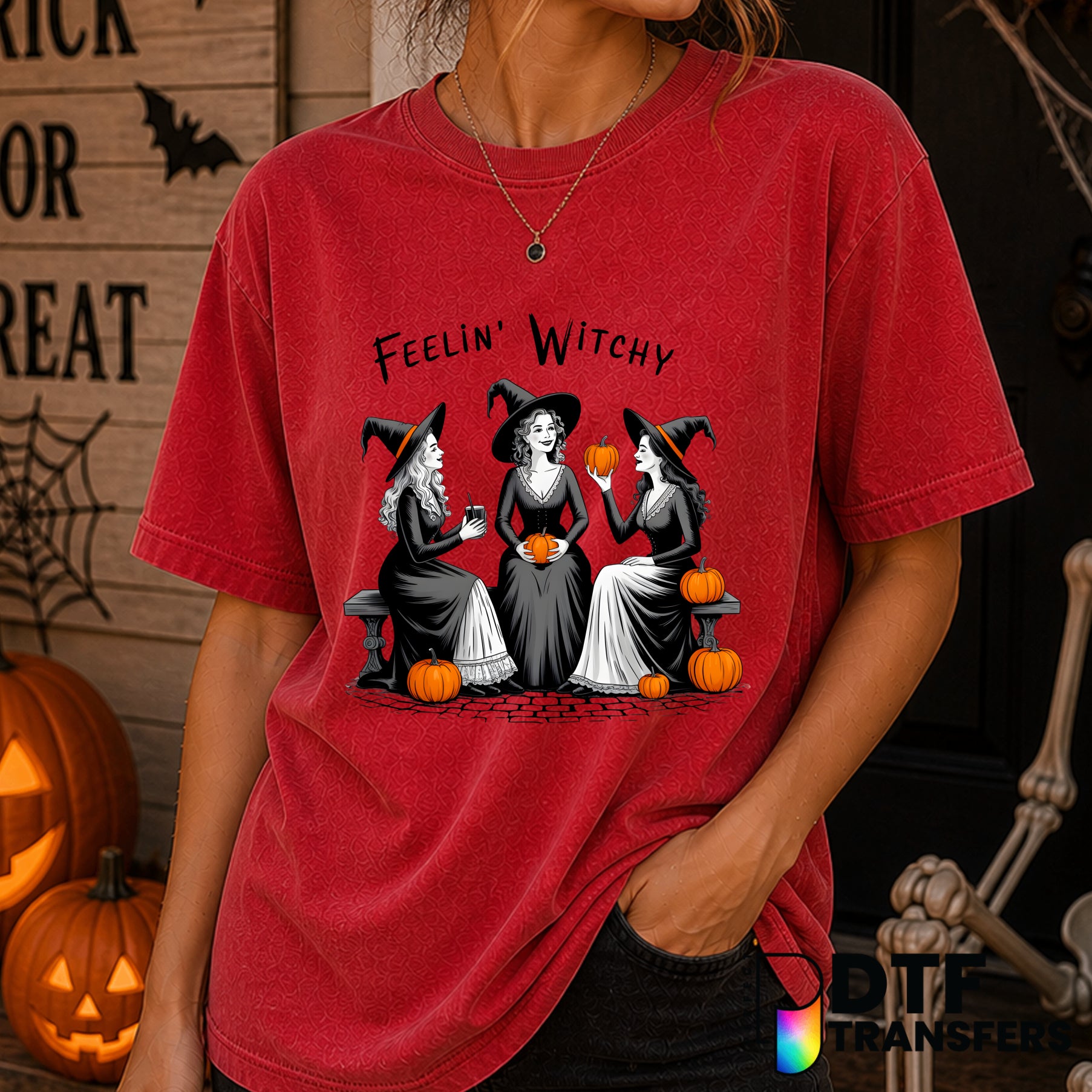 Feelin Witchy Squads Pumpkin – Halloween DTF Transfer