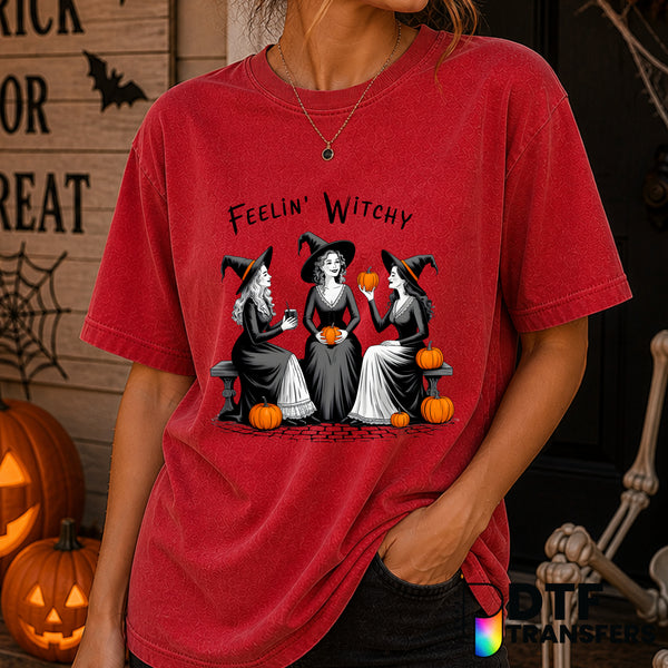Feelin Witchy Squads Pumpkin – Halloween DTF Transfer