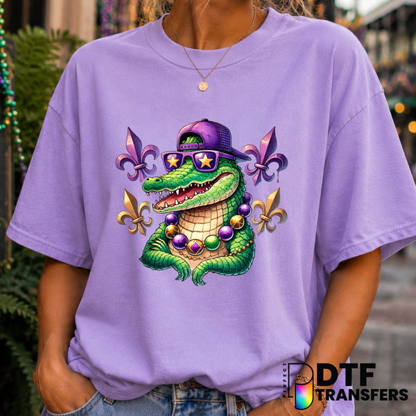 Alligator Jester with Fleur De Lis – Mardi Gras DTF Transfer (view 1 of 2) – by Perfect DTF Transfers – Premade DTF Transf...