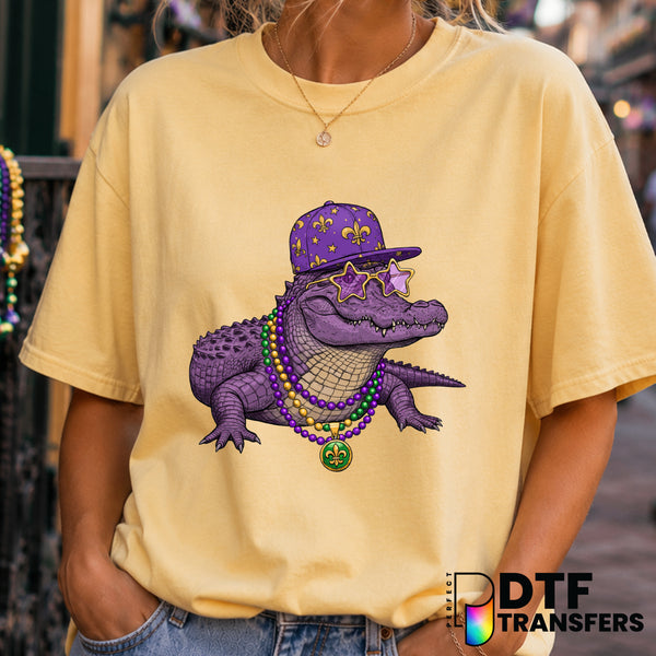 Alligator – Mardi Gras DTF Transfer (view 2 of 2) – by Perfect DTF Transfers – Premade DTF Transfers – Mardi Gras, Festival
