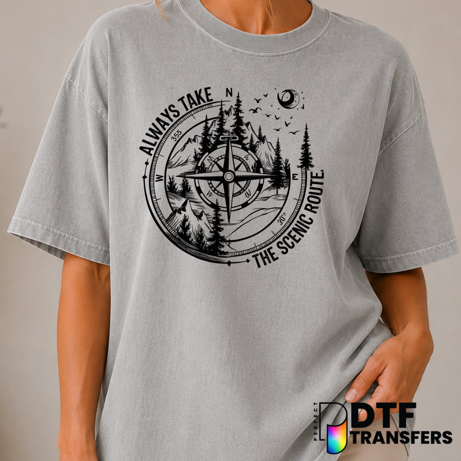 Always Take the Scenic Route – Camping DTF Transfer (view 2 of 2) – by Perfect DTF Transfers – Premade DTF Transfers – Cam...