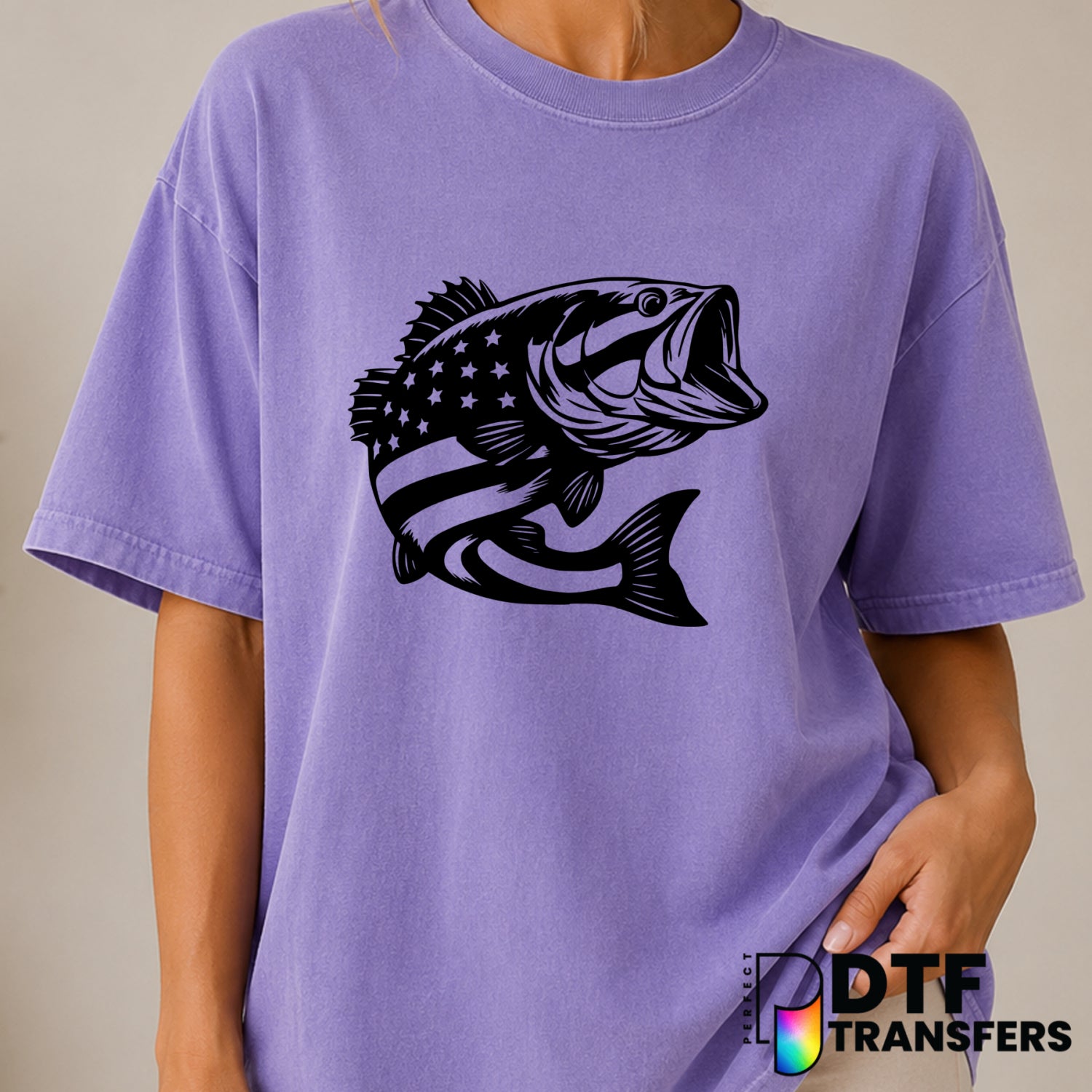 AMERICAN BASS PATRIOTIC ANGLER – Fishing DTF Transfer (view 2 of 2) – by Perfect DTF Transfers – Premade DTF Transfers – F...