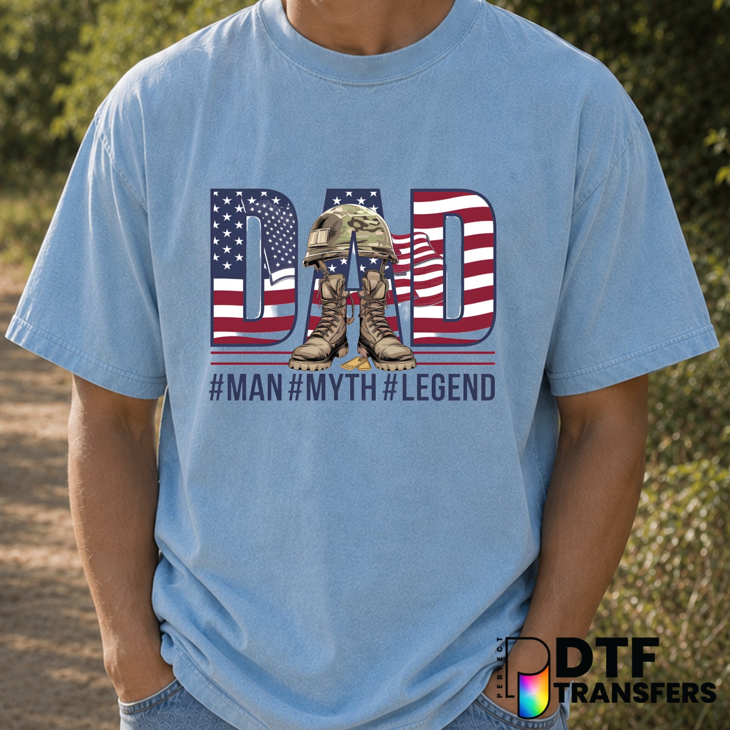 American Military Man Myth Legend Dad – Father's Day DTF Transfer (view 1 of 2) – by Perfect DTF Transfers – Premade DTF T...