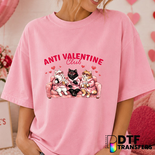 Anti Valentine Club – Valentine's Day DTF Transfer (view 1 of 2) – by Perfect DTF Transfers – Premade DTF Transfers – Vale...