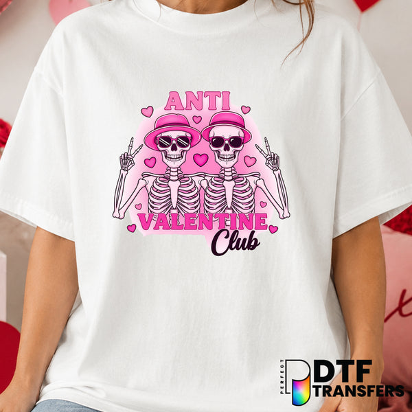 Anti Valentine's Day Club Skeleton Hearts – Valentine's Day DTF Transfer (view 2 of 2) – by Perfect DTF Transfers – Premad...