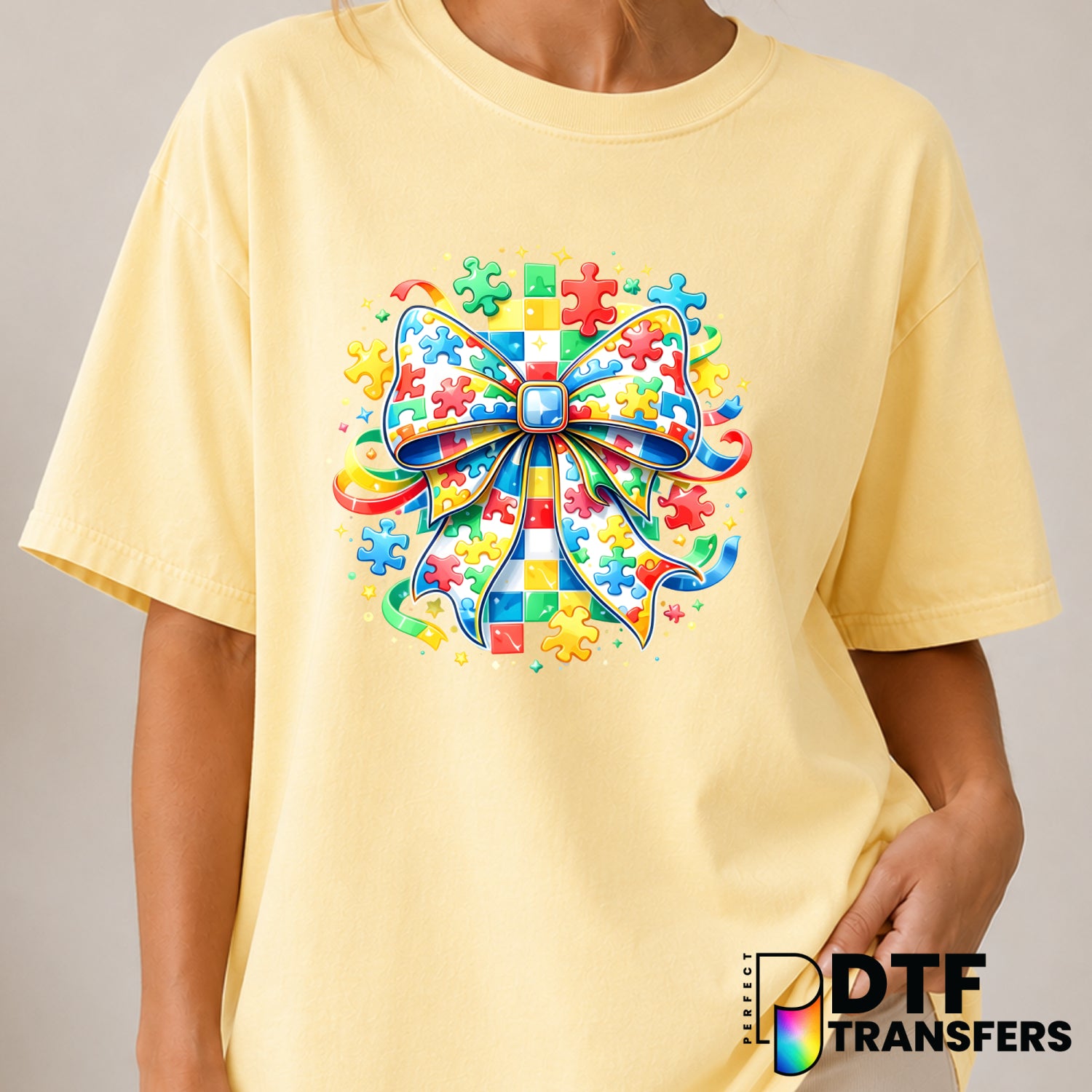 Autism Awareness Puzzle Ribbon – DTF Transfer (view 1 of 2) – by Perfect DTF Transfers – Premade DTF Transfers – Autism Aw...