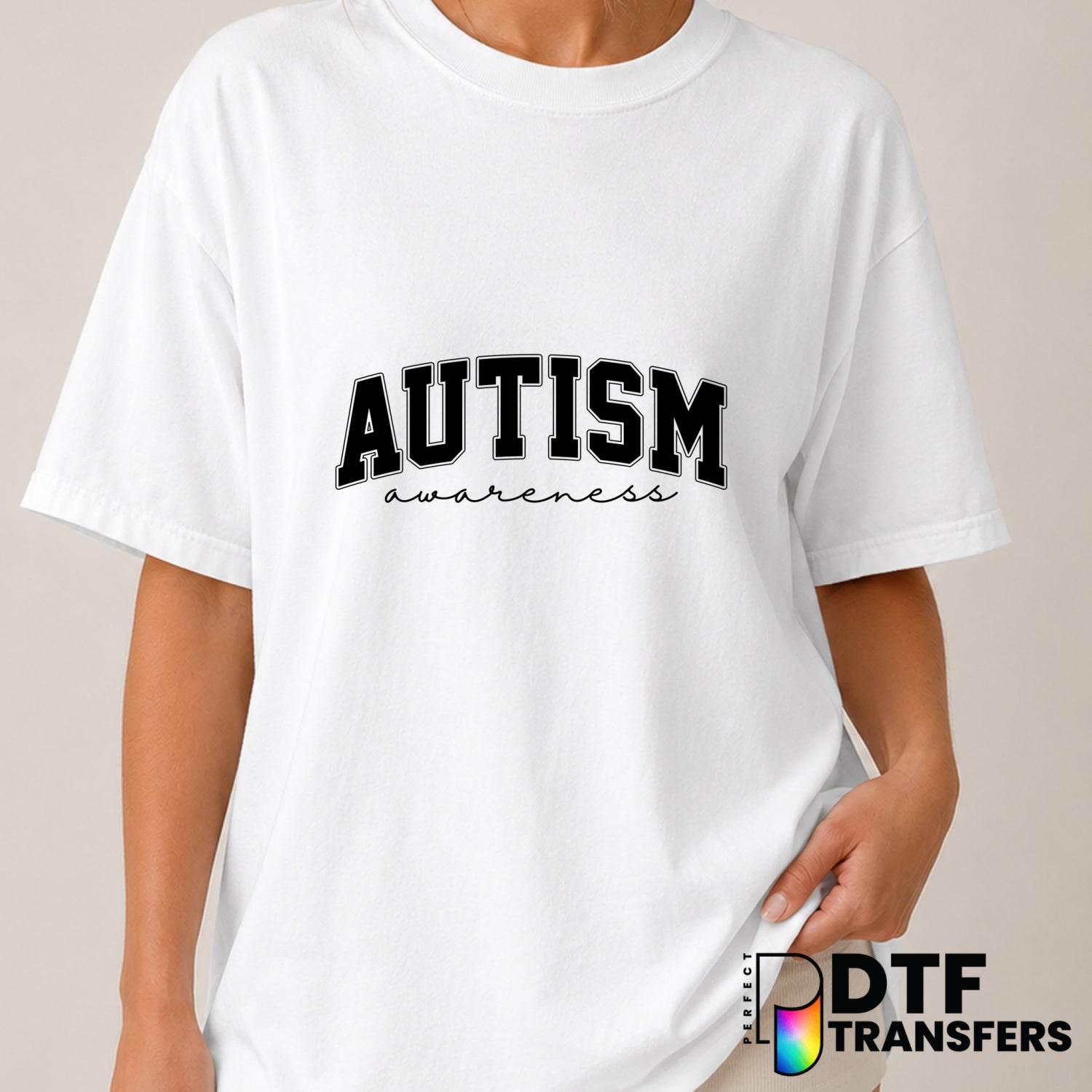 AUTISM AWARENESS Varsity Arch – DTF Transfer (view 2 of 2) – by Perfect DTF Transfers – Premade DTF Transfers – Autism Awa...