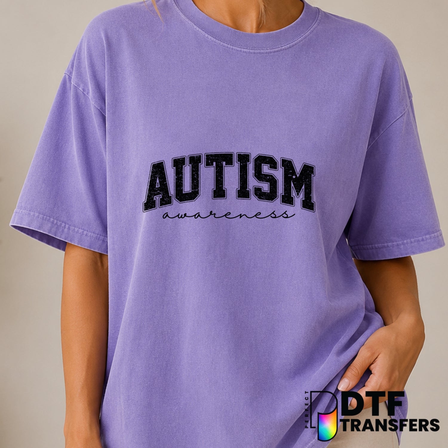 Autism Awareness Varsity Arch Grunge – DTF Transfer (view 2 of 2) – by Perfect DTF Transfers – Premade DTF Transfers – Aut...