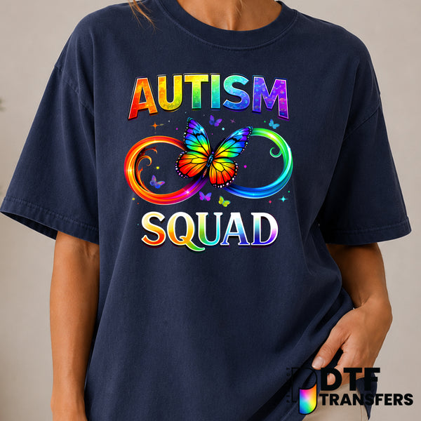 Autism Squad Butterfly Infinity Puzzle – Autism Awareness DTF Transfer (view 2 of 2) – by Perfect DTF Transfers – Premade...