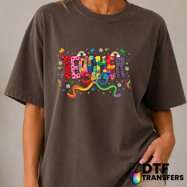 Autism Teacher – Autism Awareness DTF Transfer (view 1 of 2) – by Perfect DTF Transfers – Premade DTF Transfers – Autism A...