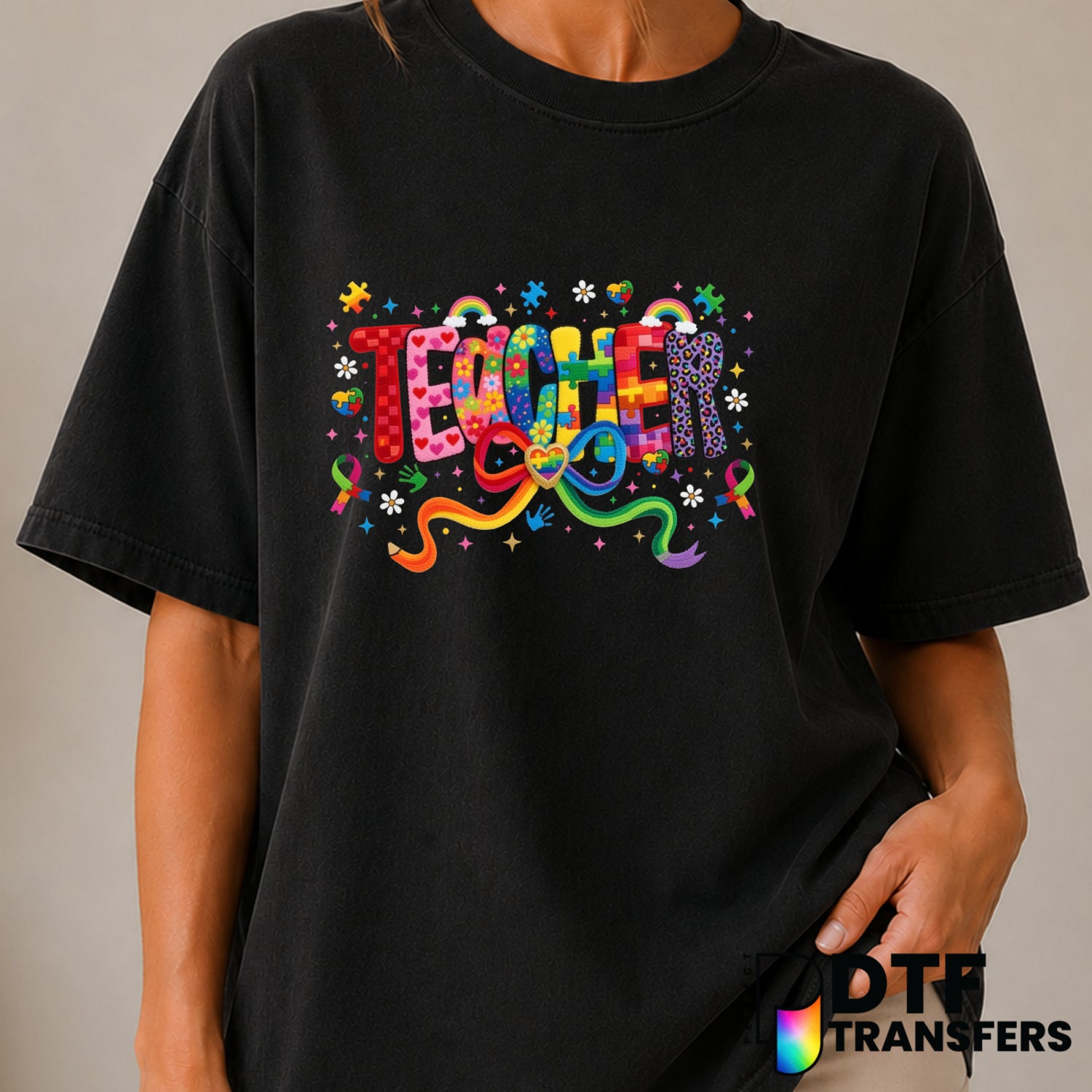 Autism Teacher – Autism Awareness DTF Transfer (view 2 of 2) – by Perfect DTF Transfers – Premade DTF Transfers – Autism A...
