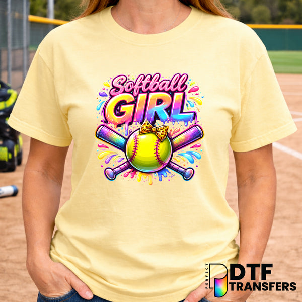SOFTBALL Girl Rainbow Glitter – Softball DTF Transfer