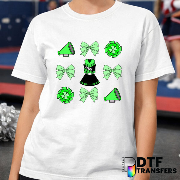 Coquette Bow Megaphone and Pom Poms – Cheerleading DTF Transfer
