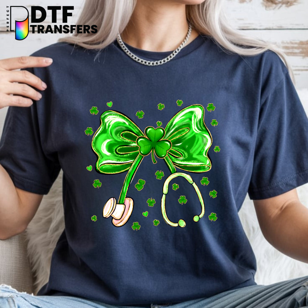 SCHOOL NURSE Stethoscope Clovers – School Nurse DTF Transfer