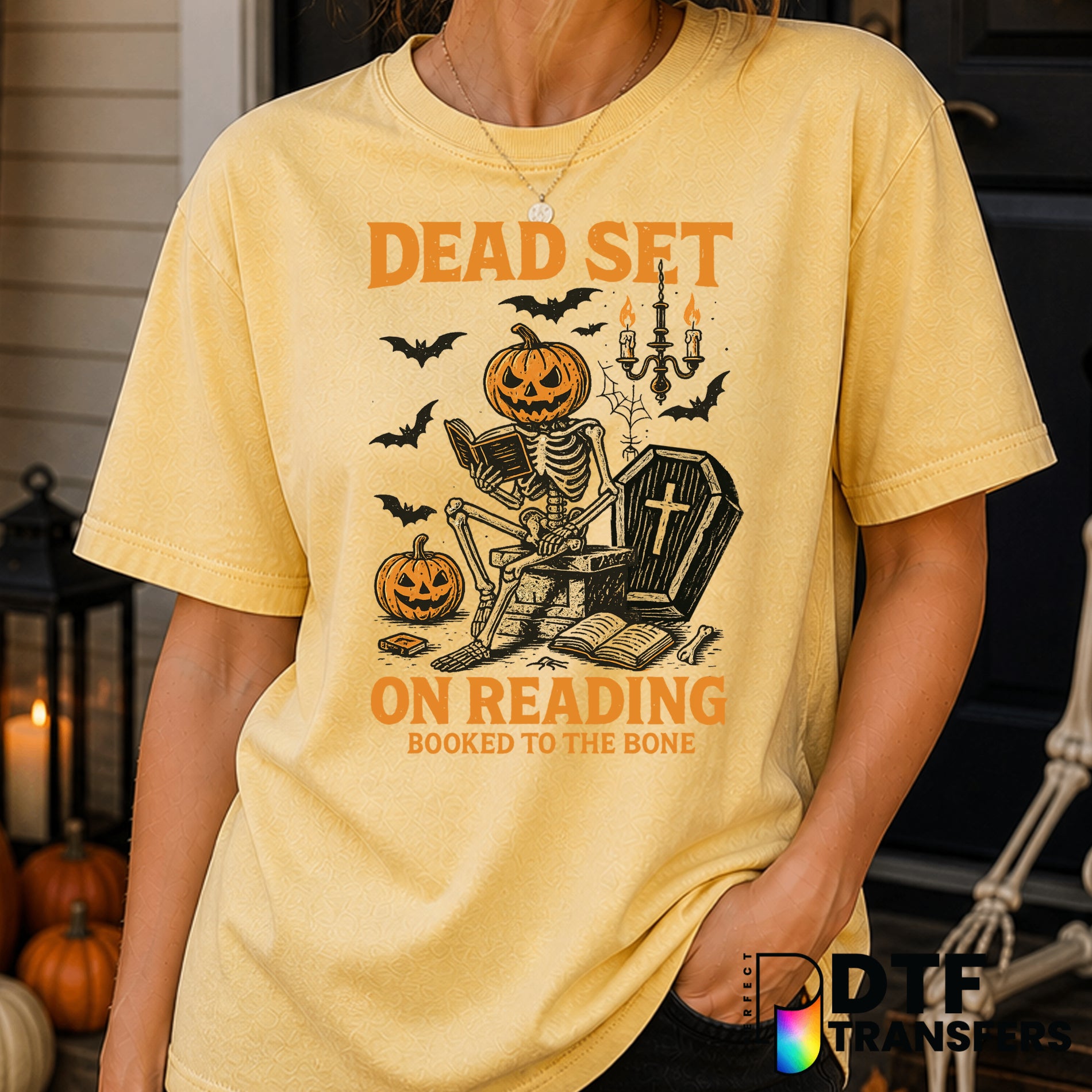 Dead Set on Reading Halloween – Halloween DTF Transfer