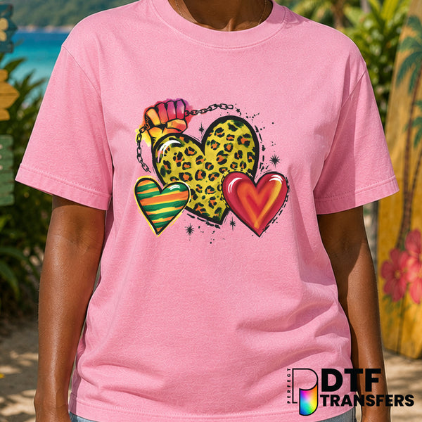 Black History Month Leopard Print Hearts – DTF Transfer