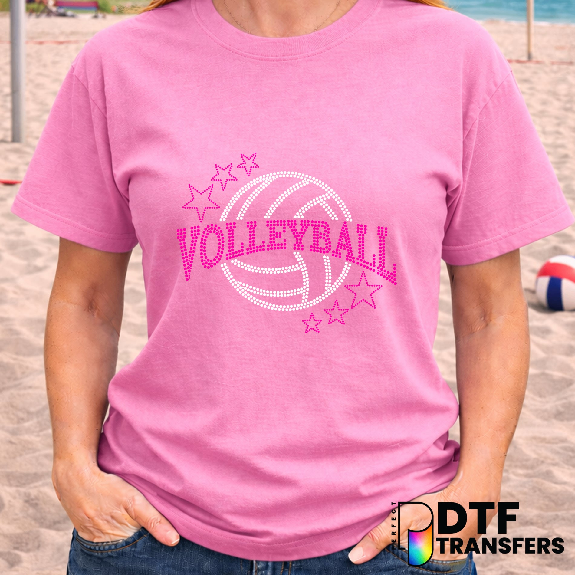 Volleyball Faux Rhinestone Stars – Volleyball DTF Transfer
