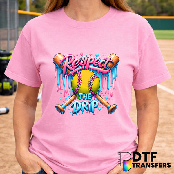 Respect the Drip Mom – Softball DTF Transfer