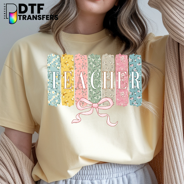 Teacher Floral Bow – Teacher DTF Transfer