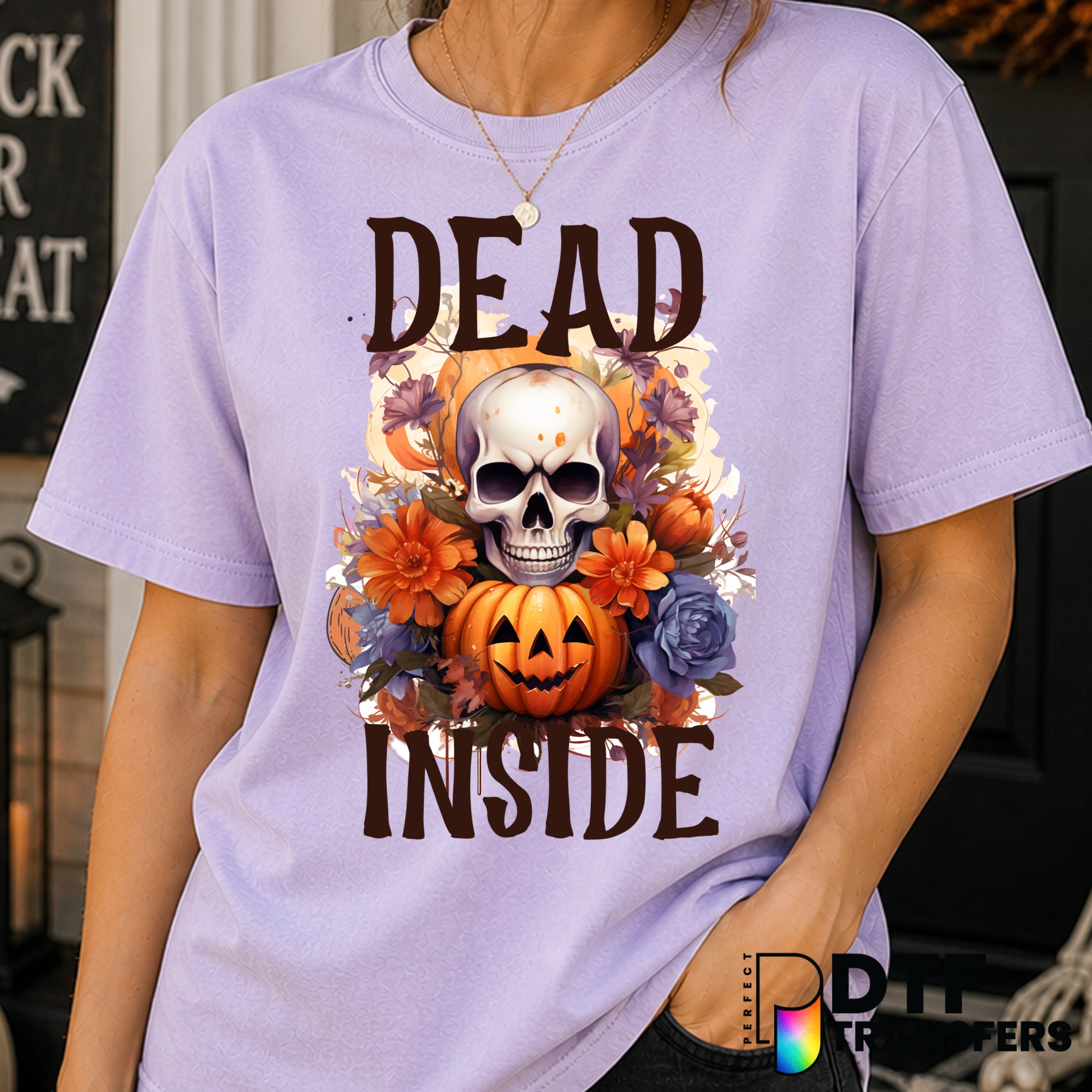 DEAD INSIDE BUT STILL VIBING – Halloween DTF Transfer