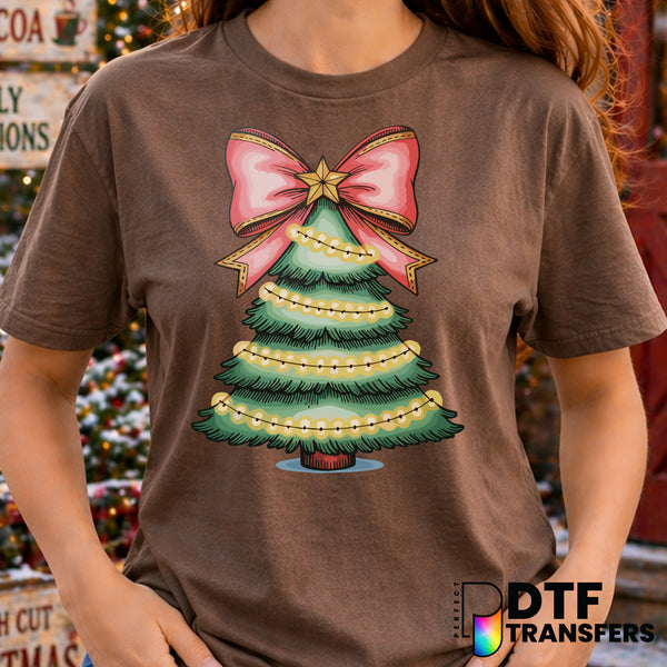 Coquette Bow Christmas Tree – Christmas DTF Transfer