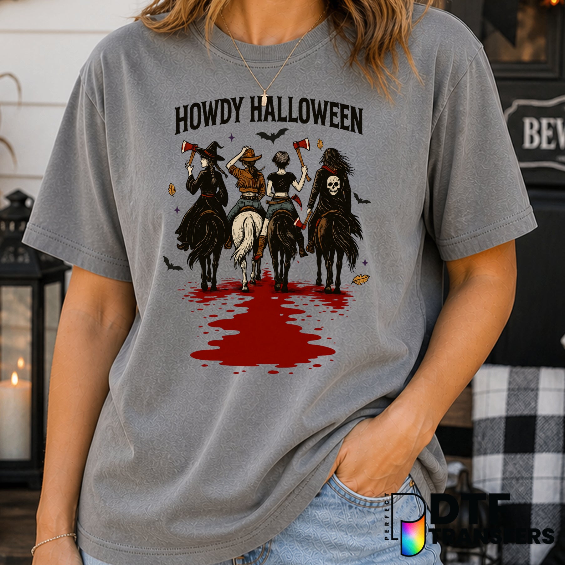 Howdy Halloween Cowgirl – Halloween DTF Transfer