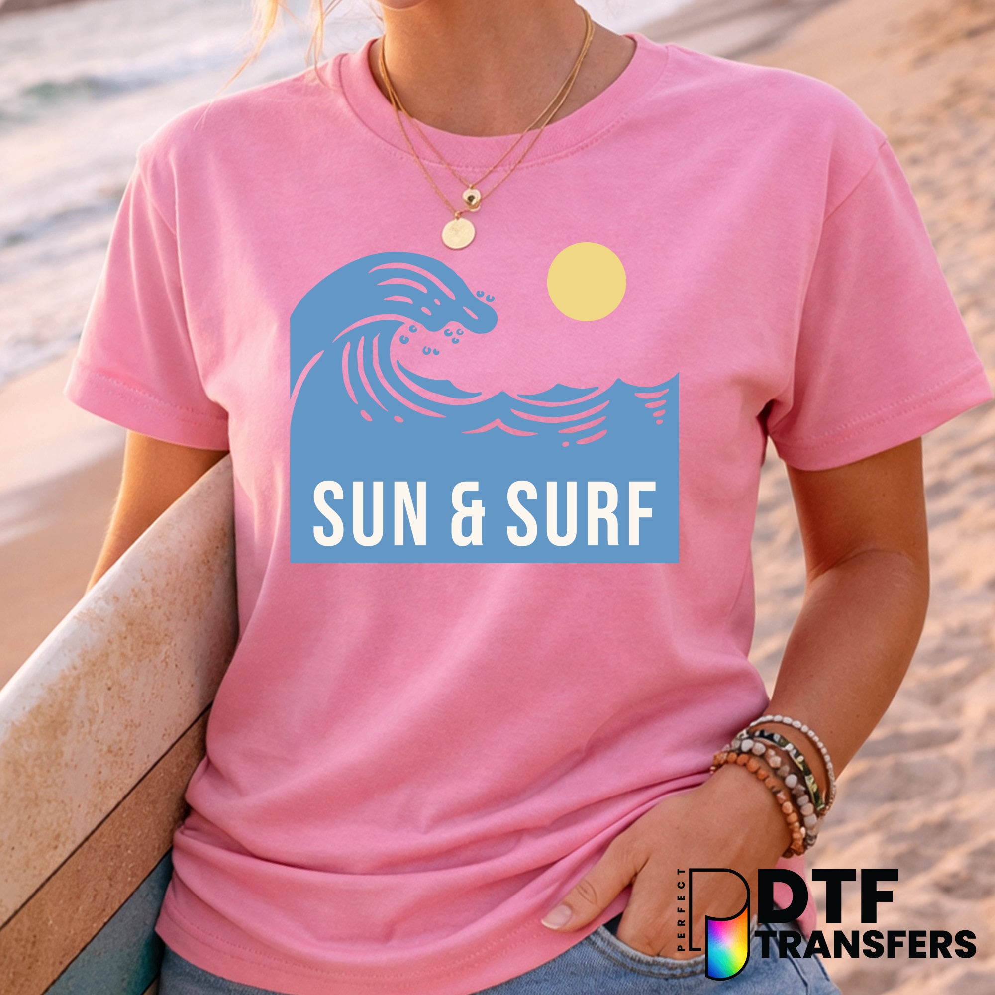 Sun and Surf Waves Surfing – Surfing DTF Transfer