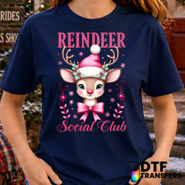 REINDEER SOCIAL CLUB PINK PASTEL CHRISTMAS COQUETTE – Christmas DTF Transfer