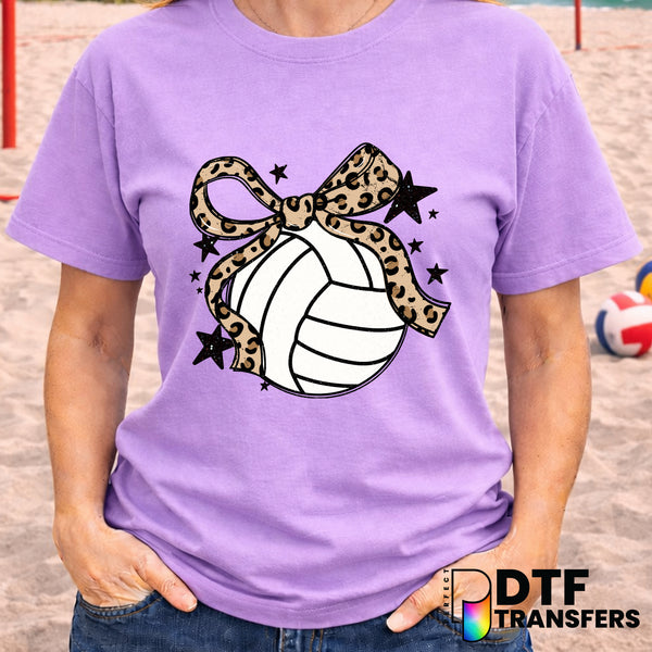 Cute Coquette Bow Leopard Volleyball – DTF Transfer