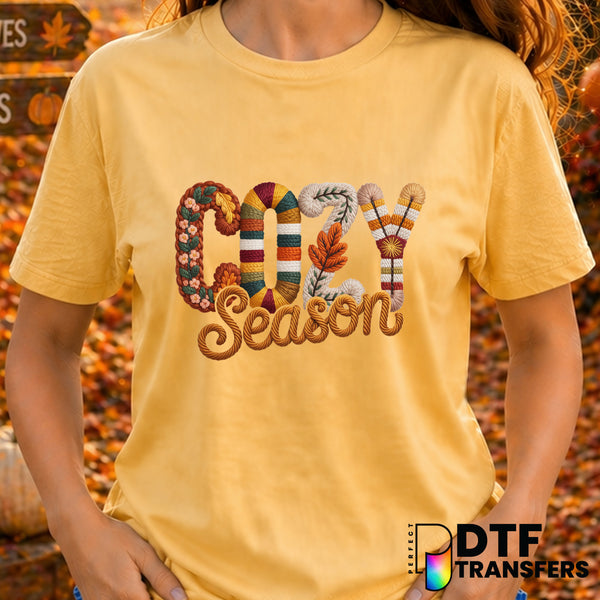 Preppy Cozy Season Thankful – Thanksgiving DTF Transfer