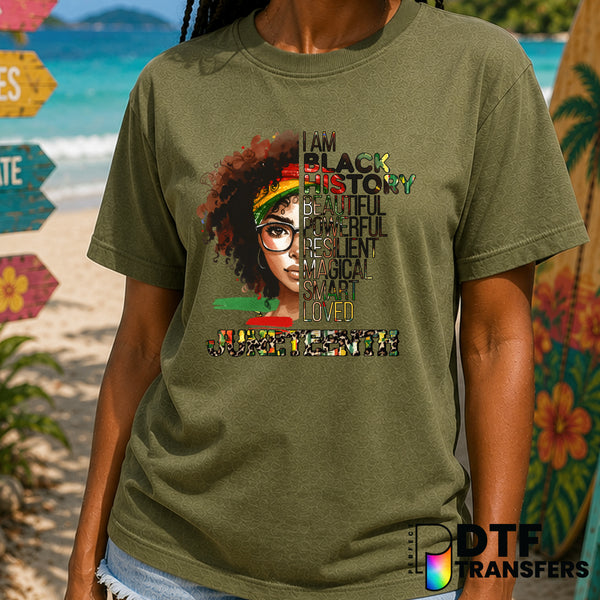 I AM BLACK HISTORY – Black History Month DTF Transfer