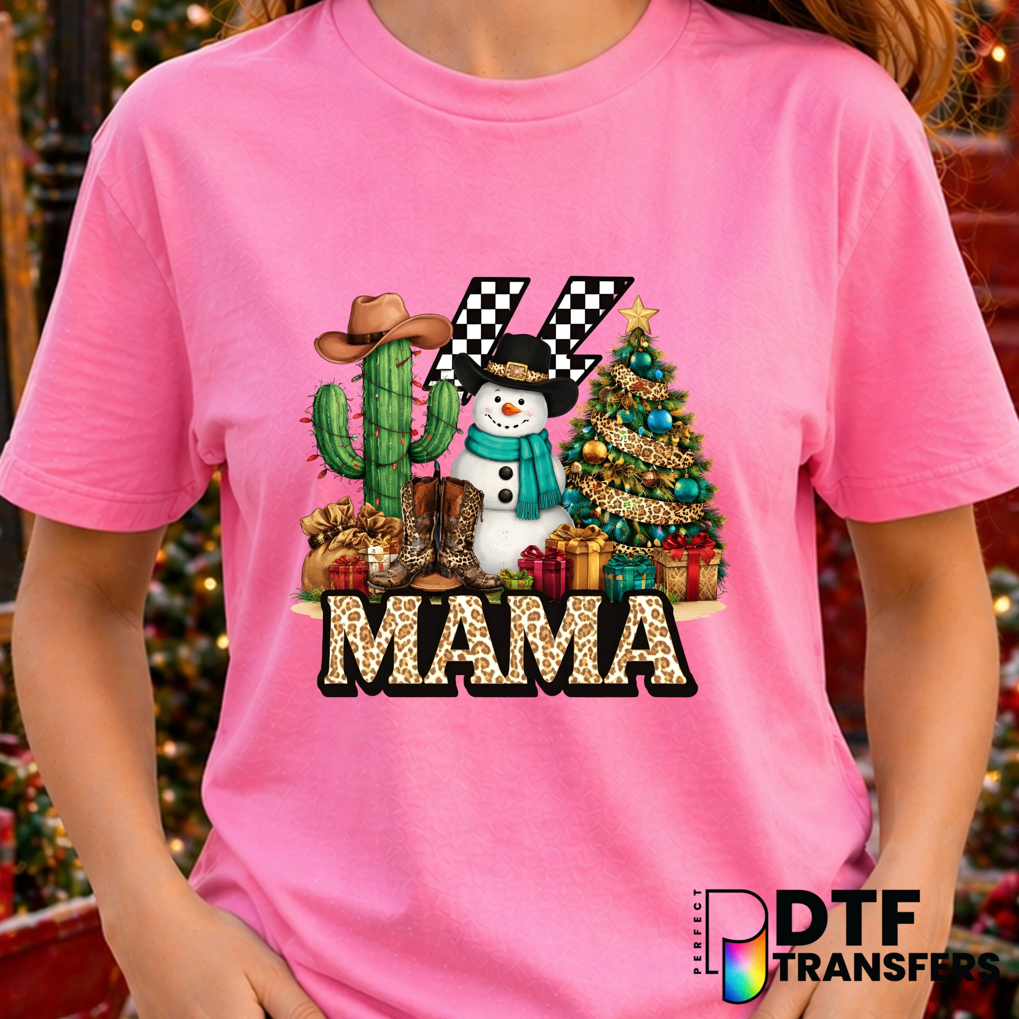 Western Mama Snowman – Christmas DTF Transfer