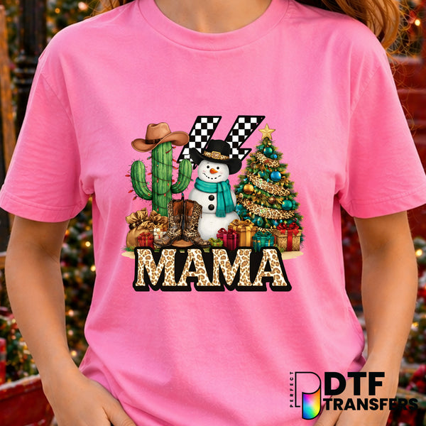 Western Mama Snowman – Christmas DTF Transfer