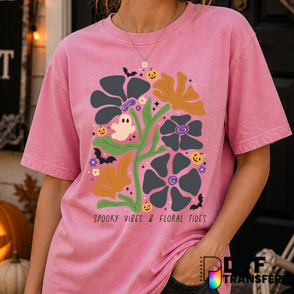 Spooky Vibes & Floral Tides – Halloween DTF Transfer