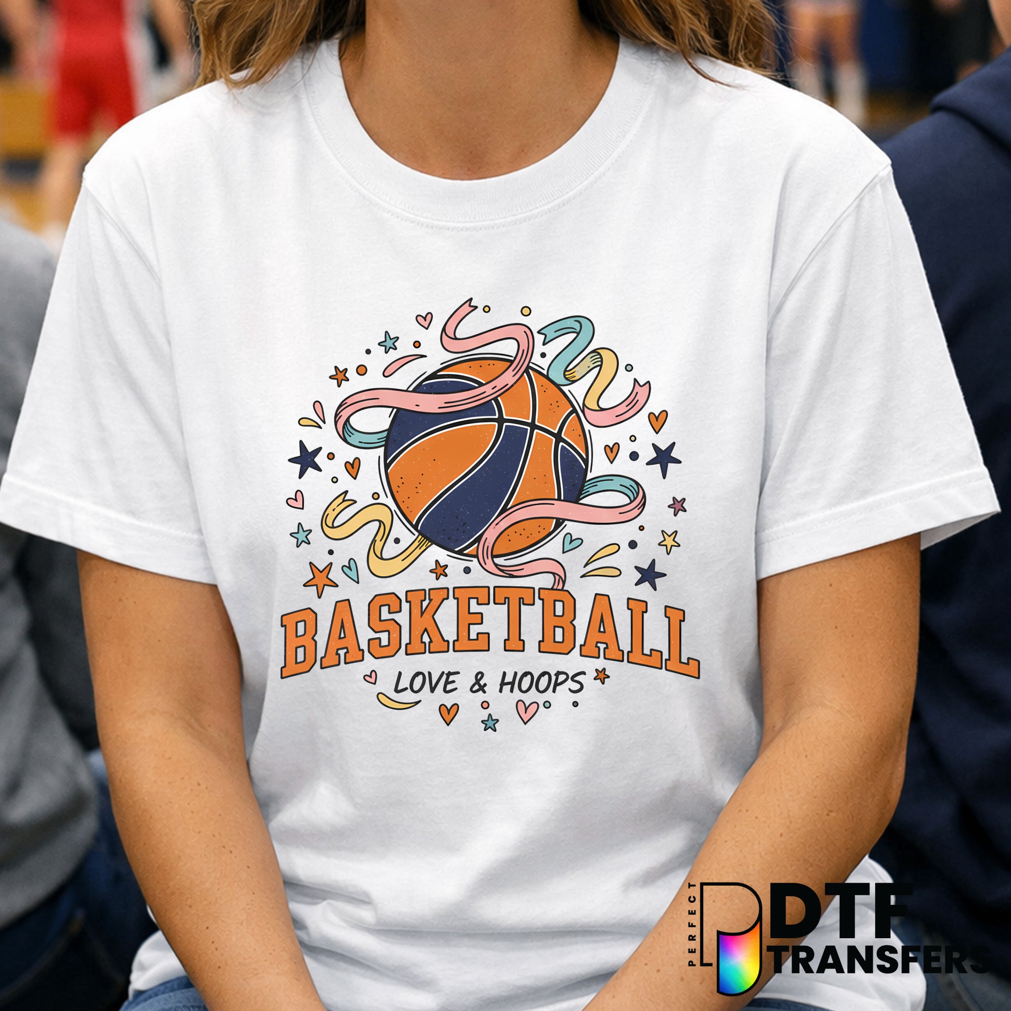 Basketball Love & Hoops – Basketball DTF Transfer