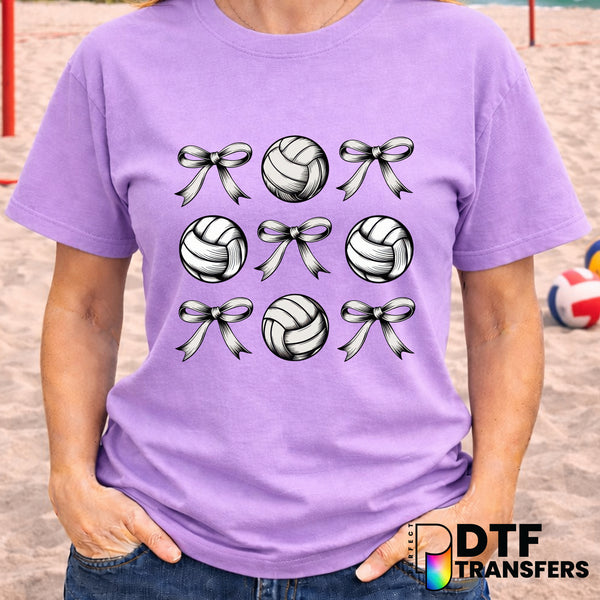 White Coquette Bow Volleyball Collage – DTF Transfer