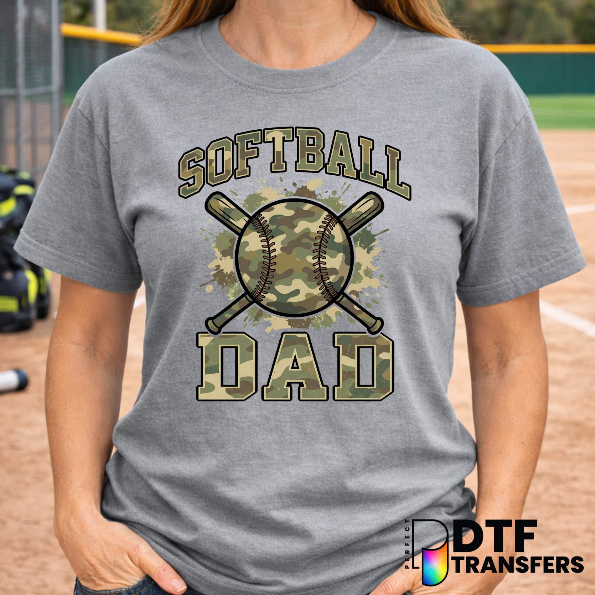 Camo Softball Dad – Softball DTF Transfer